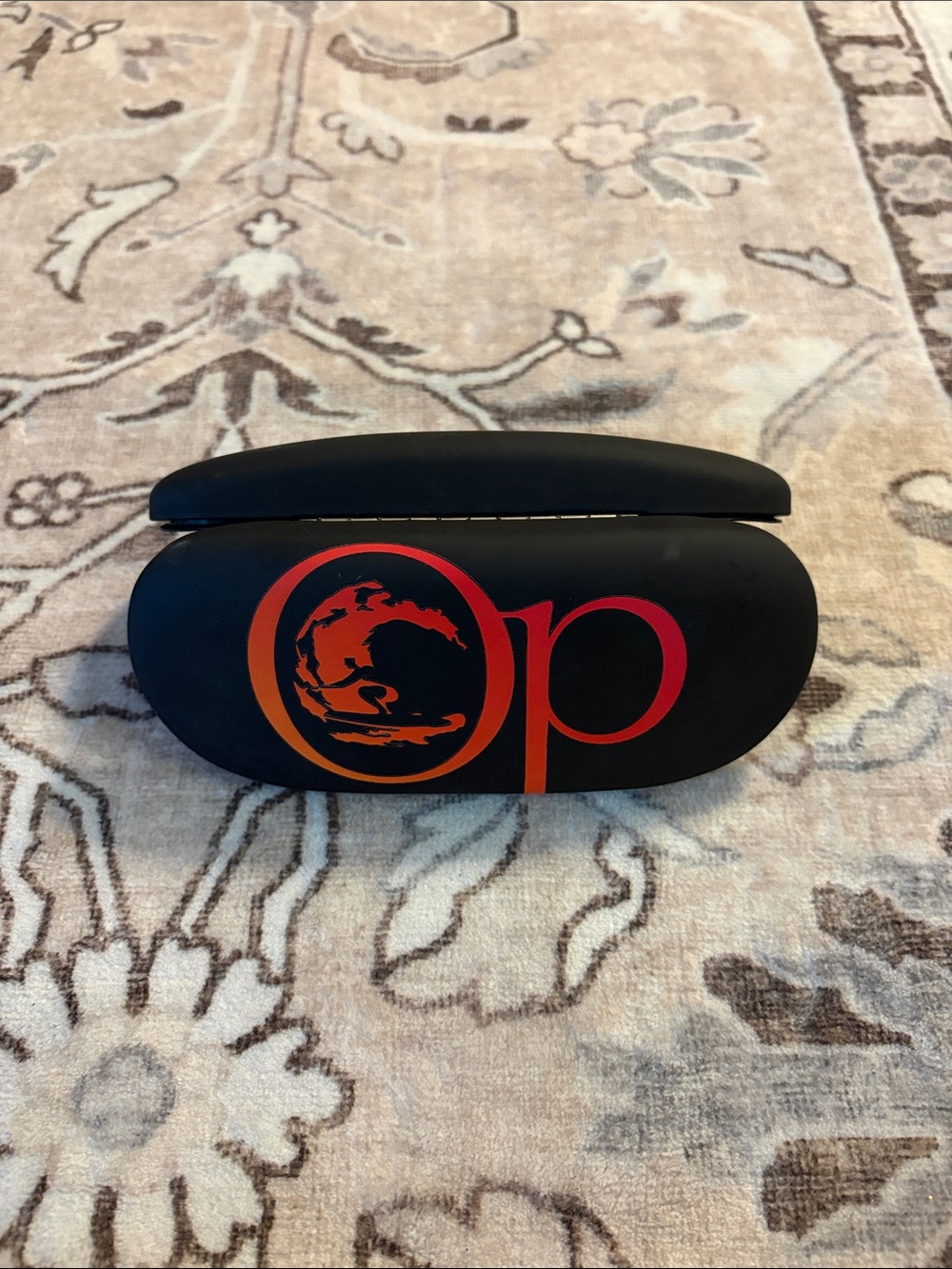 OP Black Sunglasses Case with Orange and Red Logo
